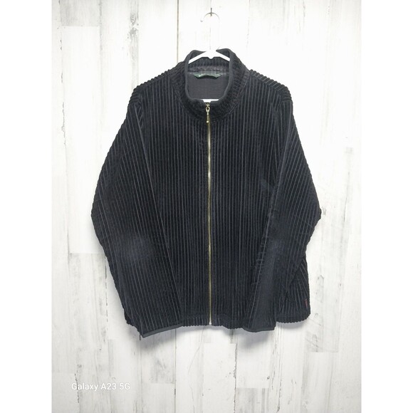 Woolrich Women's Cotton Full Zip Size 2XL Ribbed Textured Jacket Black - Picture 1 of 6